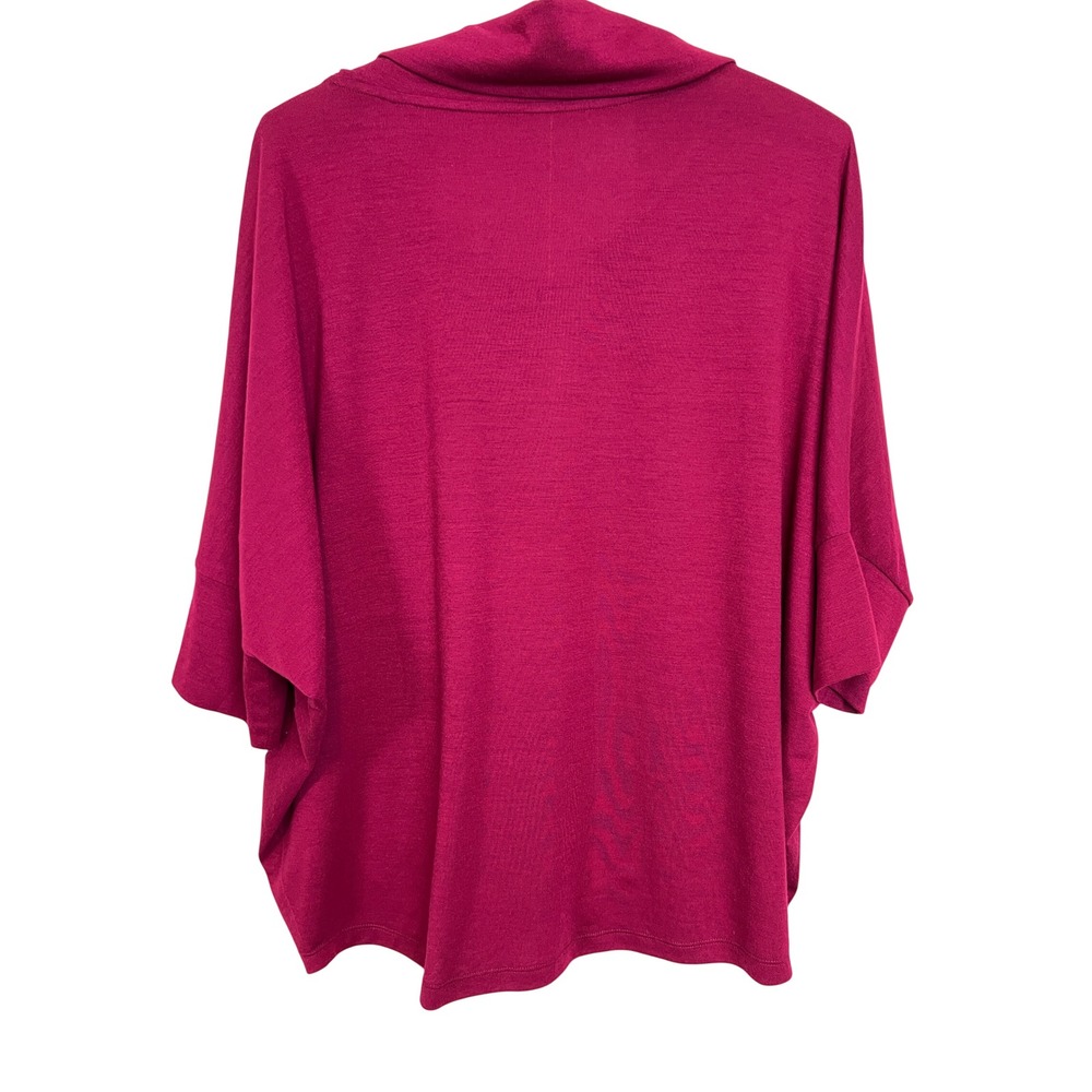 LOFT Cowl Neck Top Women Large Magenta‎ Pink Dolman Sleeve Stretch  Pullover A28 - Picture 2 of 7
